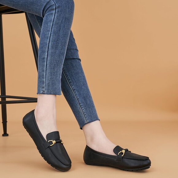 Women's Loafers Comfortable Slip On Business Work Flats Shoes Moccasins Black - Picture 6 of 6